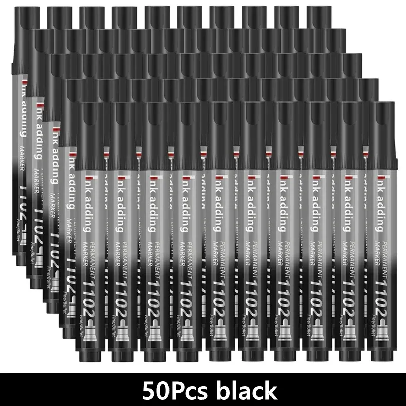 1/10/100 Stück 2 mm rote blaue Tinte, schwarze Permanentmarker, feine Spitze, wasserfest, schnell trocknende Zeichenstifte, Holz, Stein, Metall, Glas