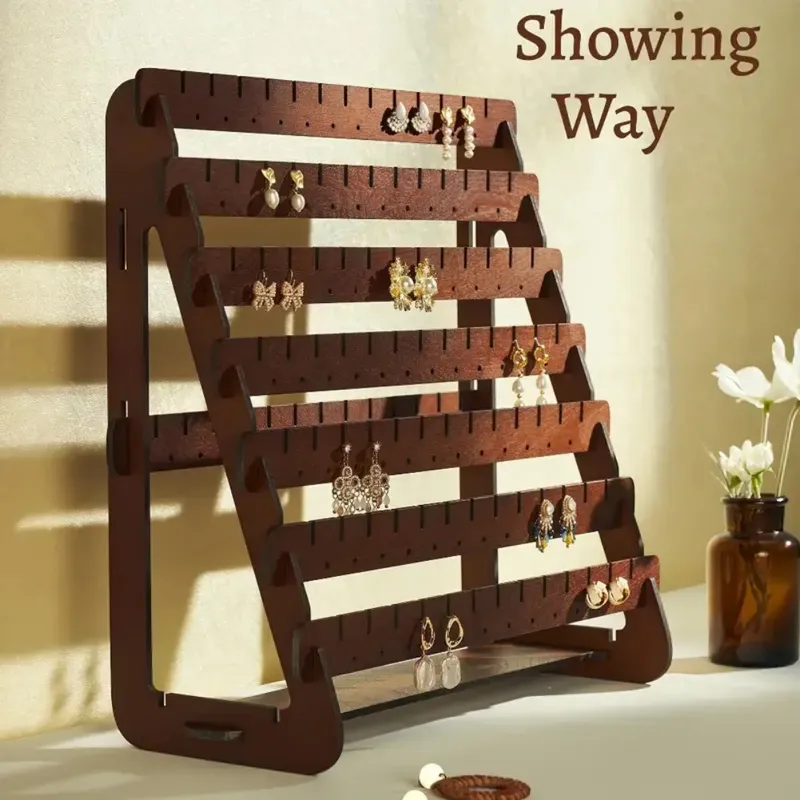 Ohrring-Display-Ständer, Schmuck-Aufbewahrungsorganisator, Holz, große Kapazität, Schmuck-Aufbewahrungsregal für Kommode, Schminktisch, Shop-Verkauf