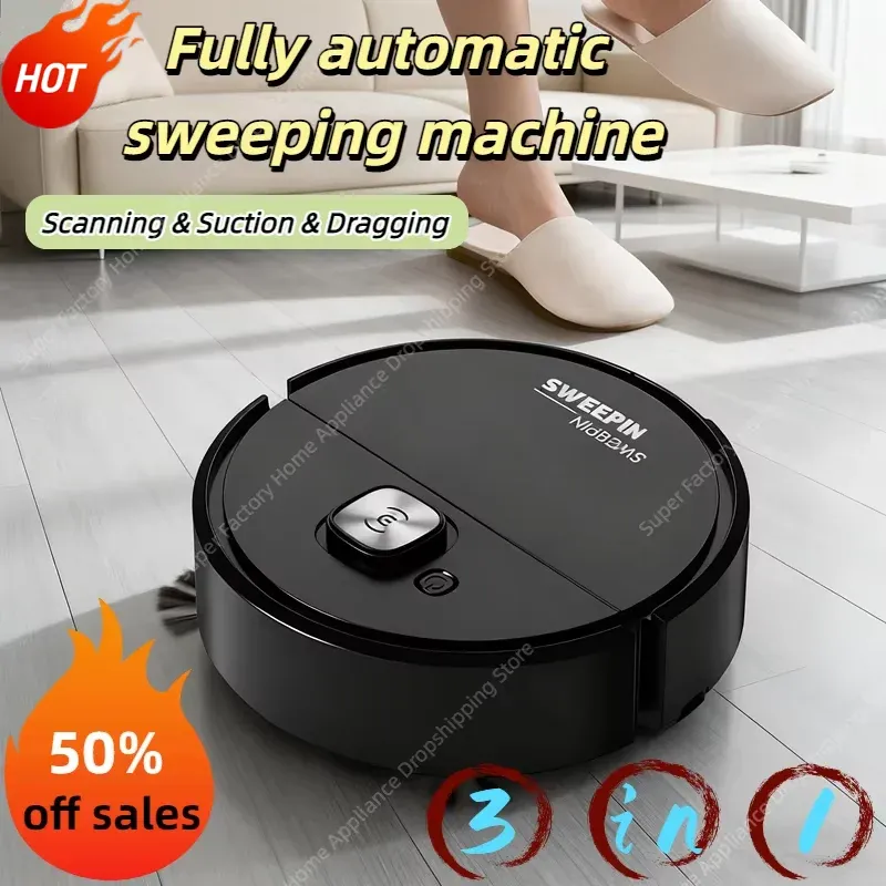 3-in-1 Geräuscharmer Mini-Kehrroboter Intelligente Kehrmaschine Integrierte Vollautomatische Reinigungs-Kehrmaschine Haushaltsgerät 2026