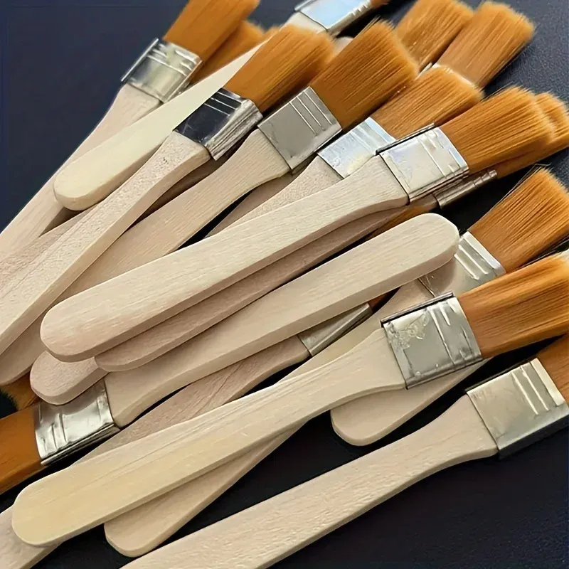 24/48 Stück Nylonpinsel, kurze Kunstpinsel mit Holzgriff, Aquarellpinsel, Wandpinsel, Kunstpinsel, Reinigungswerkzeuge