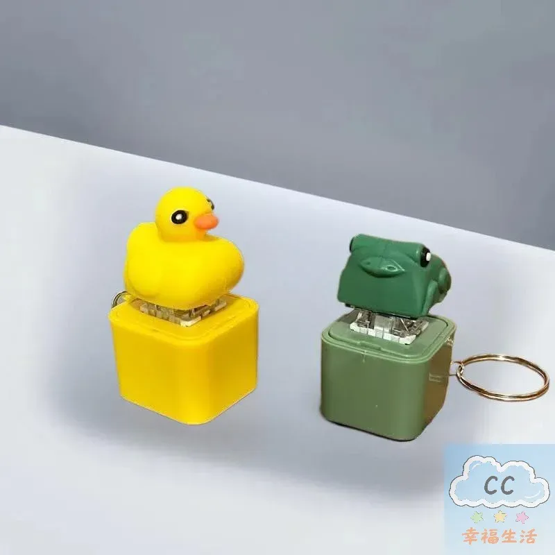 Lustiger schlagender Frosch-Enten-Schlüsselanhänger, wiederaufladbare Tastatur, Fidget Clicker, Sound-Schlüsselanhänger mit LED-Licht zur Stressabbau
