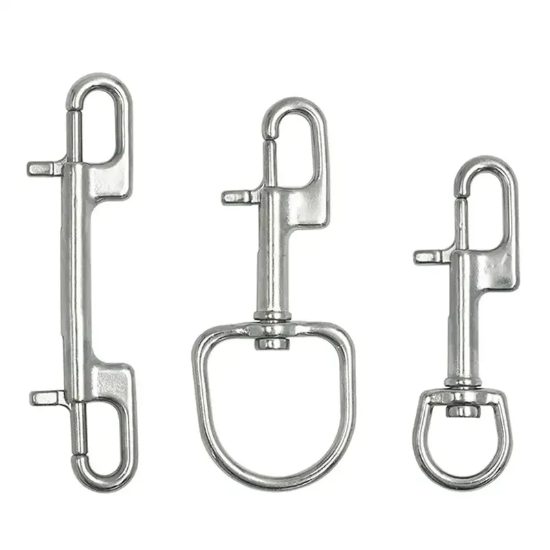 Drehbarer Ösenschraube aus Edelstahl 304, Feder-Karabinerhaken, Doppelkopf-Haken, Marine Diving D-Ring-Karabinerhaken mit Drehgelenk