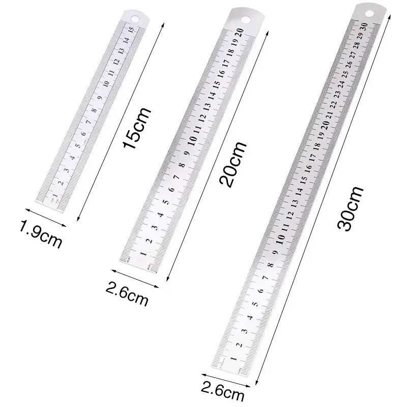 Edelstahl-Metall-Lineal, gerades Lineal, doppelseitig, Präzisionsmesswerkzeug, Skala, metrisches Lineal, Zubehör, Handwerkzeuge