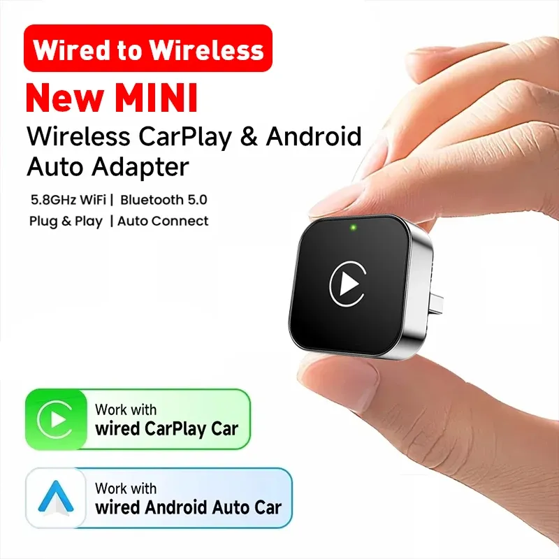 Neue Super Mini Carplay AI Box verkabelt zu Wireless CarPlay & Android Auto 2in1 Box 5GHz WiFi5 für 99% Original verkabeltes CarPlay/Auto Car