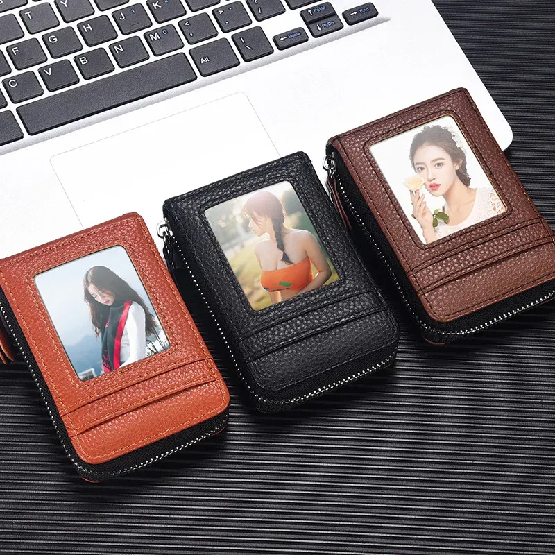 Frauen Kurze Bank Karte Abdeckung Visitenkarte Orgel Karte Tasche Koreanische Ausgabe Tragbare Clip Zipper Vertikale Handheld Tasche Karte halter