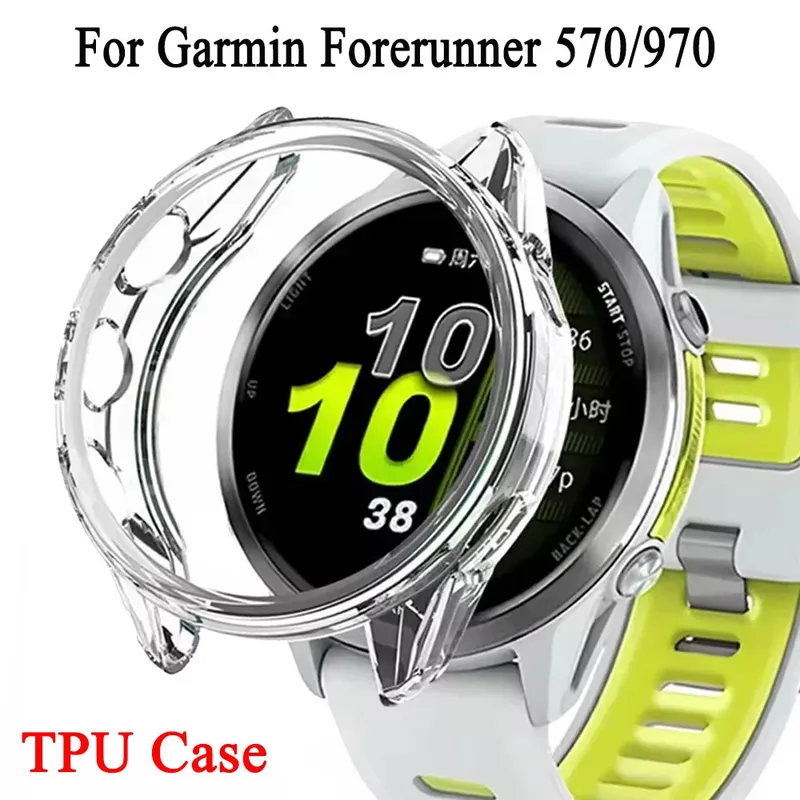 Displayschutzfolie für Garmin Forerunner 570 47/42 mm, schützendes Uhrengehäuse, TPU, hohl, für Forerunner 970, klare Stoßstangenschale
