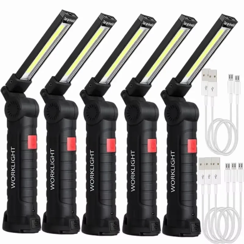 Tragbare COB-LED-Taschenlampe, USB wiederaufladbar, Arbeitsleuchte, magnetische Lanterna-Hängelampe mit eingebauter Batterie, Camping-Taschenlampe
