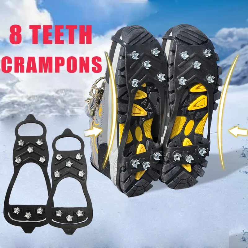 8-Zahn-Steigeisen für Schnee- und Eisstiefel, rutschfeste Abdeckungen für Schuhe, rutschfeste Winter-Outdoor-Klettern, Wandern, Angeln, Schuhspikes