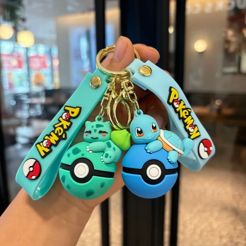 Pokémon Poké Ball Schlüsselanhänger-Set, Pikachu Eevee Charmander Figur Schlüsselanhänger, Anime-Sammler-Schlüsselanhänger für Tasche, Rucksack, Geschenk
