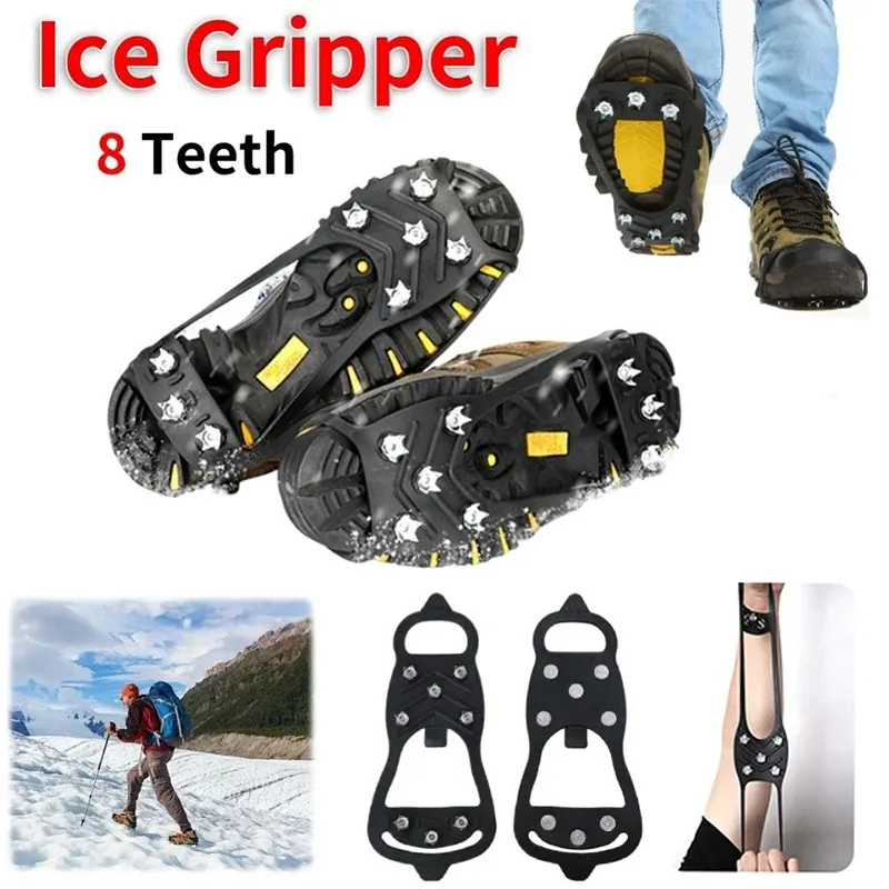 8-Zähne Eisgreifer Spike für Schuhe Winter Outdoor Anti-Rutsch-Schuhe Steigeisen Spike Universal Wandern Bergsteigen Steigeisen