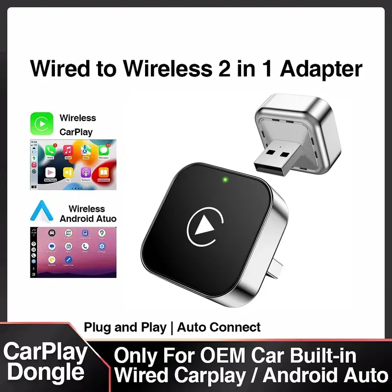 2026 NEUER kabelloser CarPlay- und Android-Auto-Dongle, schneller automatischer Anschluss, kompakter Plug & Play für iPhone/Android, USB/USB-C, keine Verzögerung