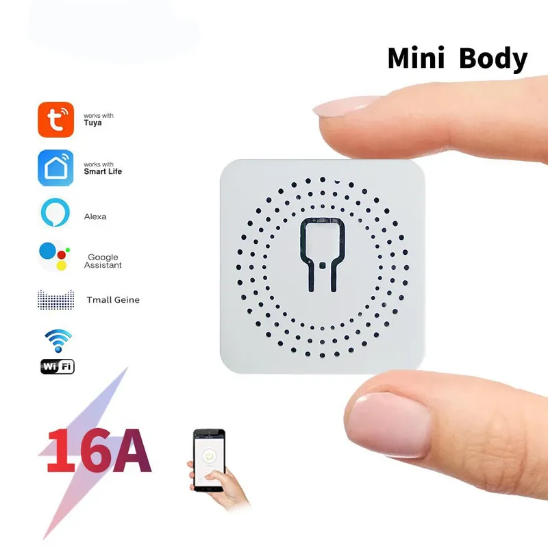 DIY Drahtlose Tuya Smart 16A WiFi Smart Switch Hause Alexa Yandex Alice Mini Interruptor Zwei-wege Sprachsteuerung Smart Leben