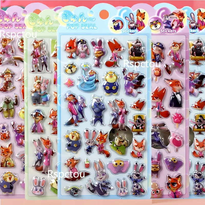 Disney Cartoon Film Zootopia 2 3D Relief Aufkleber DIY Laptop Telefon Sammelalbum Kühlschrank Tagebuch Anime Dekoration Puffy Aufkleber Aufkleber