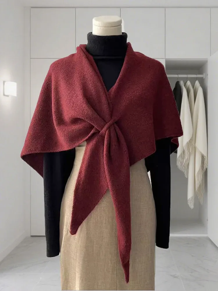 Neue Version Damen-Halswickel • Herbst und Winter, verdickter warmer Schulterschal • Dreieckiger Strickschal für Damen