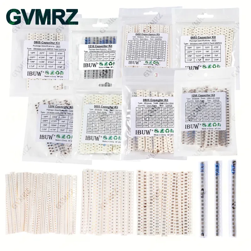 0402 0603 0805 1206 SMD-Keramikkondensator-Sortiment-Kit 1 pF – 10 uF 100PF 10NF 100NF 0,47 UF 1 UF Chip-Kapazitätsset