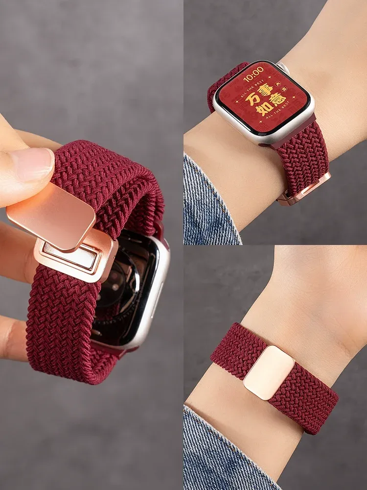 Geflochtenes Band für Apple Watch-Armbänder 46 mm 49 mm 44 mm 45 mm 40 41 42 mm magnetisches Correa-Armband iWatch-Serie 10 9 8 7 6 5 SE Ultra