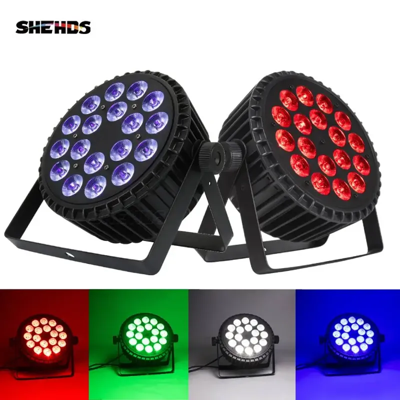 SHEHDS LED Flat Par Lighting18x12W RGBW/18x18W RGBWA+UV Aluminium Flat Par DJ Licht für Disco Weihnachtsbeleuchtung Publikum