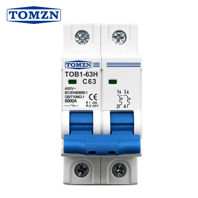 TOMZN 2P AC MCB TOB1-63 C Typ 230/400V~ 50Hz/60Hz Mini-Leistungsschalter 6A 10A 16A 20A 25A 32A 40A 50A 63A