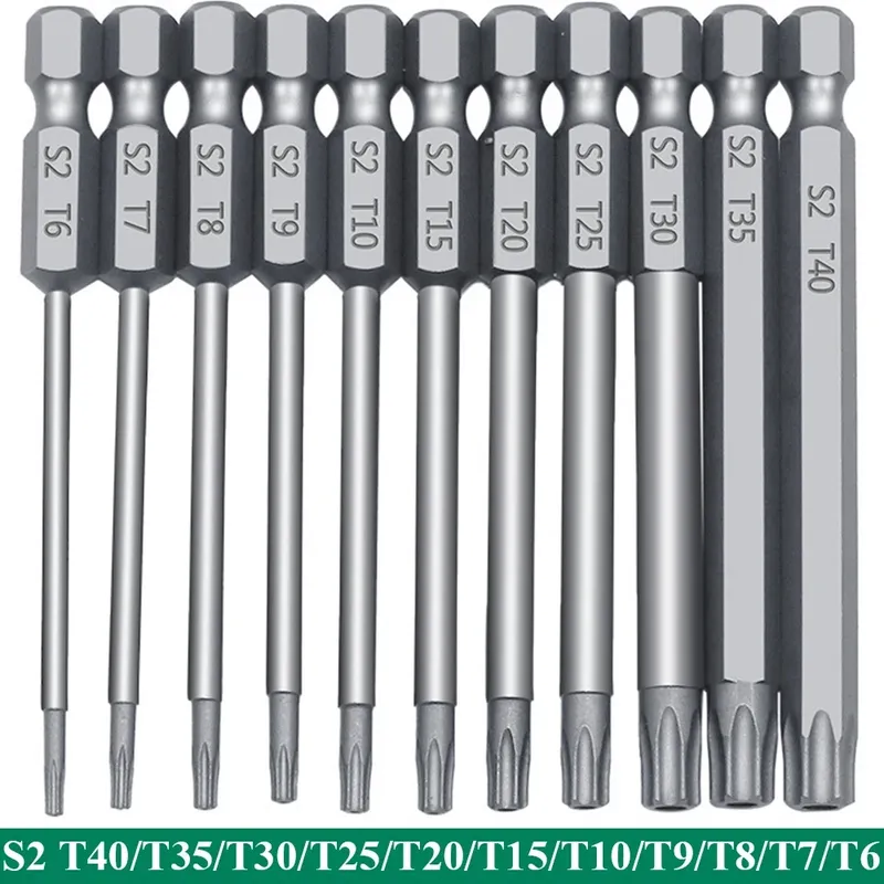 11-teiliges Torx-Sicherheits-Bit-Set aus S2-Stahl, magnetisches Sicherheits-Schraubendreher-Set, 50/100 mm Stern-Schraubendreher-Set für Shark Vacuum T6-T40