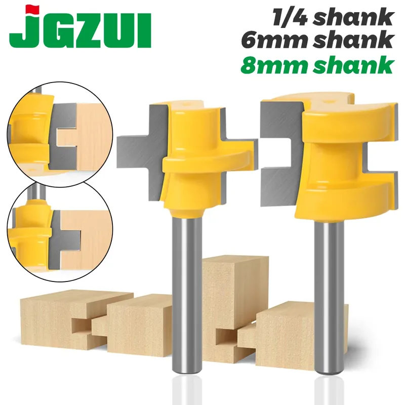 2-teiliges Mini-Fräser-Set mit Zungen- und Nut – 1/4 Zoll, 6 mm, 8 mm Schaft, Linienmesser, Holzbearbeitungsschneider, Zapfenschneider für Holzbearbeitungswerkzeuge