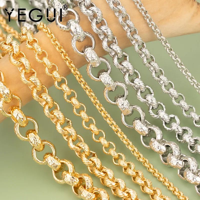 YEGUI C118, Schmuckzubehör, DIY-Kette, 18 Karat vergoldet, 0,3 Mikrometer, rhodiniert, DIY-Armband-Halskette, handgefertigt, 1 m/Los