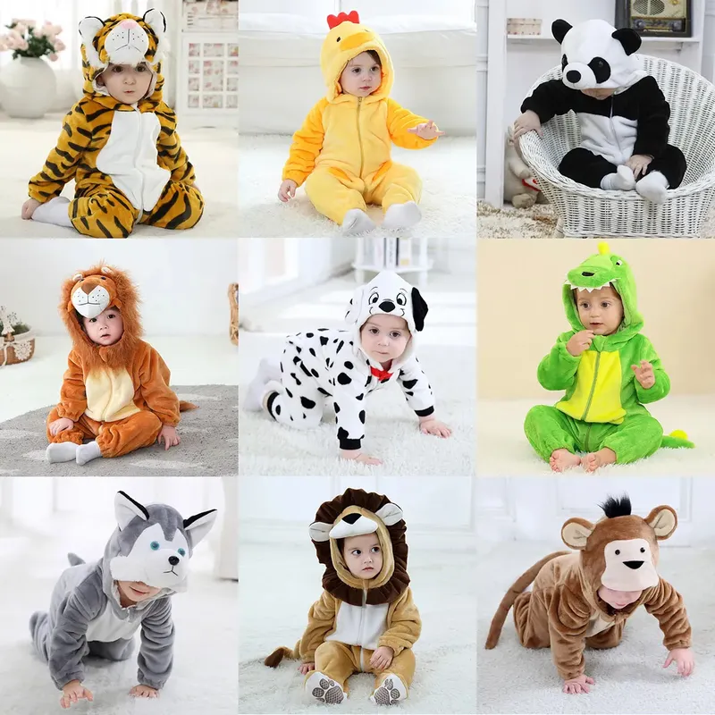 Umorden Säugling Kleinkind Dalmatiner Löwe Tiger Dinosaurier Kostüme Baby Jungen Mädchen Kigurumi Cartoon Tier Strampler Halloween Purim