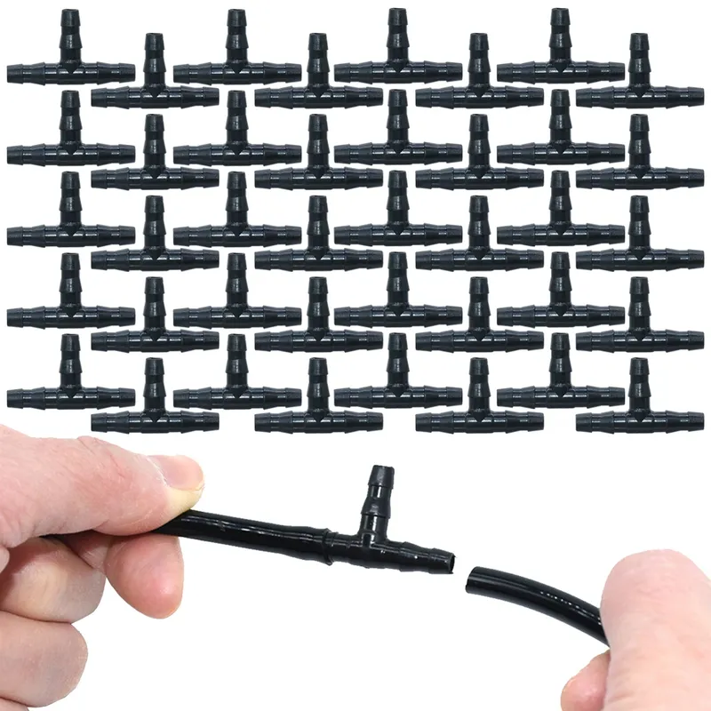 SPRYCLE 20-100PCS 1/4 Zoll Anschluss Joint T Tropf Bewässerung Tropf Bewässerung Garten Werkzeuge für 4mm/7mm Rohr Schlauch Gewächshaus