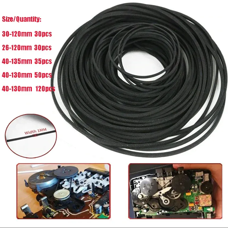 30-120 Pack Universal Mix Ersatz Gummi CD DVD Gummigürtel Plattenspieler Neue verschiedene Riemen Kassette Kassettenrekorder Kassettenband