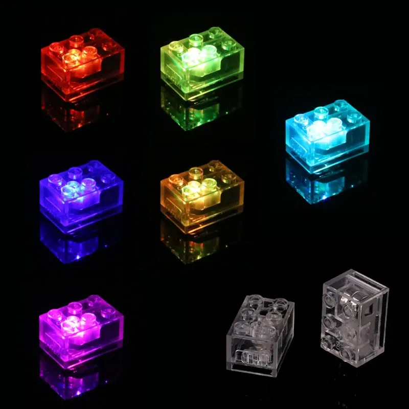 2X3 Moc Kreative Leuchtende Led-leuchten Ziegel DIY Erleuchten Klassische Blinkende Bausteine Kompatibel mit Baut Partikel