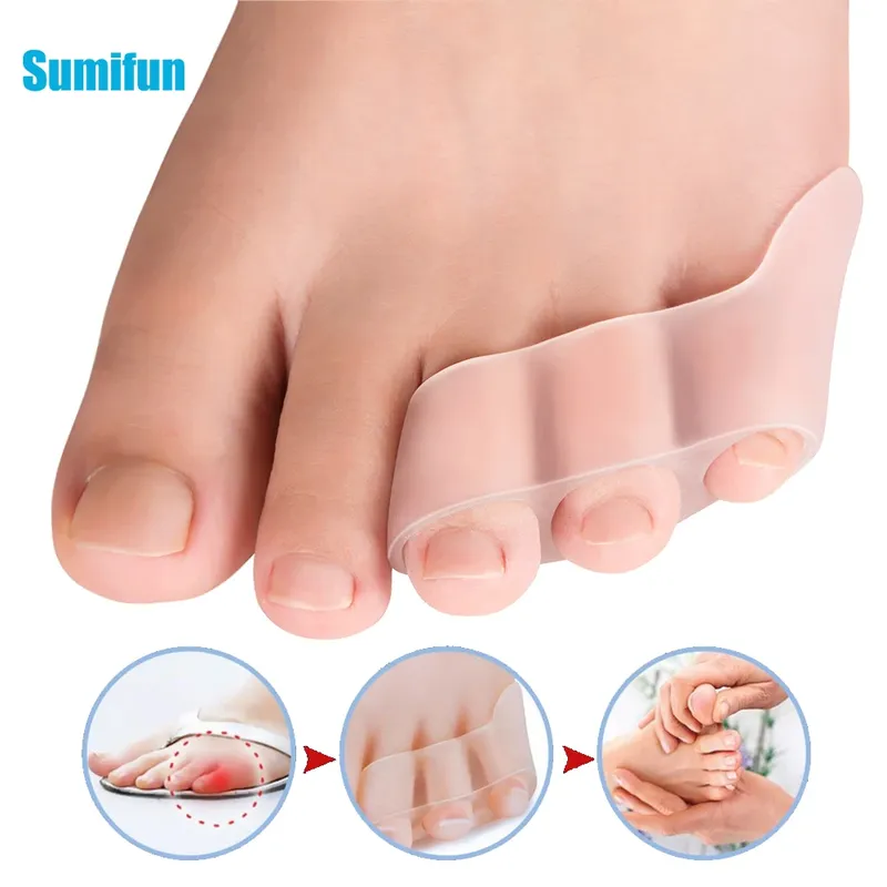 2 stücke Transparent Silikon Gel Haarglätter Schmerzen Relief Zehen Schutz Drei-Loch Kleine Zehe Bunion Fuß Pflege Werkzeuge