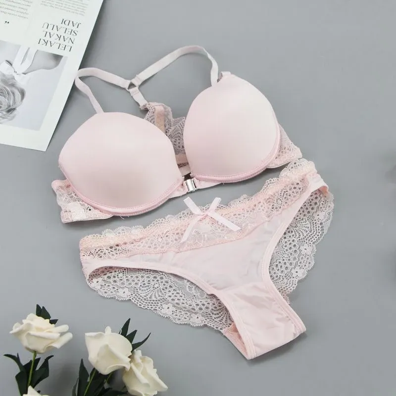 Neue Mode Bralette Sexy Dessous Nahtlose Push-Up Bh Sets Verschluss Vorne Candy Farbe Unterwäsche Frauen Kleine Größe Büstenhalter