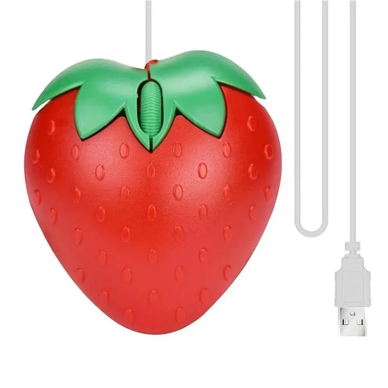 3D Mini Nette Cartoon Erdbeere Wired Maus USB Optische Mäuse Für Laptop PC Gamer Mädchen Erdbeere Maus Computer Maus Gaming