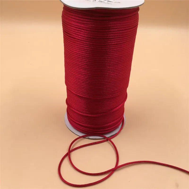 2 mm roter Satin-Schnurfaden, chinesischer Knoten, Makramee-Schnur, Armband, geflochtene Schnur, DIY-Quasten, Perlenfaden, 10 Meter, lose Menge