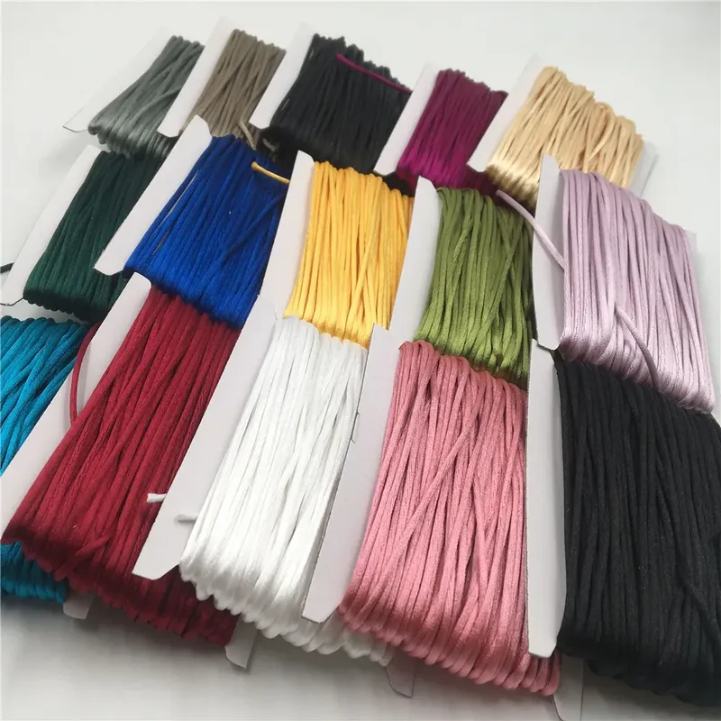 2 mm geflochtene Makramee-Seide, Makramee-Schnur, Seil, Fadendraht, DIY chinesischer Knoten, Satin-Armbänder, die Entdeckungen machen, Perlen, 20 Meter Lot