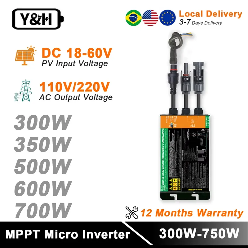 700W 600W 500W 350W 300W Solar Grid Tie Micro Inverter Wechselrichter für Balkonkraftwerk MPPT Eingang DC26V-46V PV Ausgang AC110V-240V Hause Solar Auf Raster System