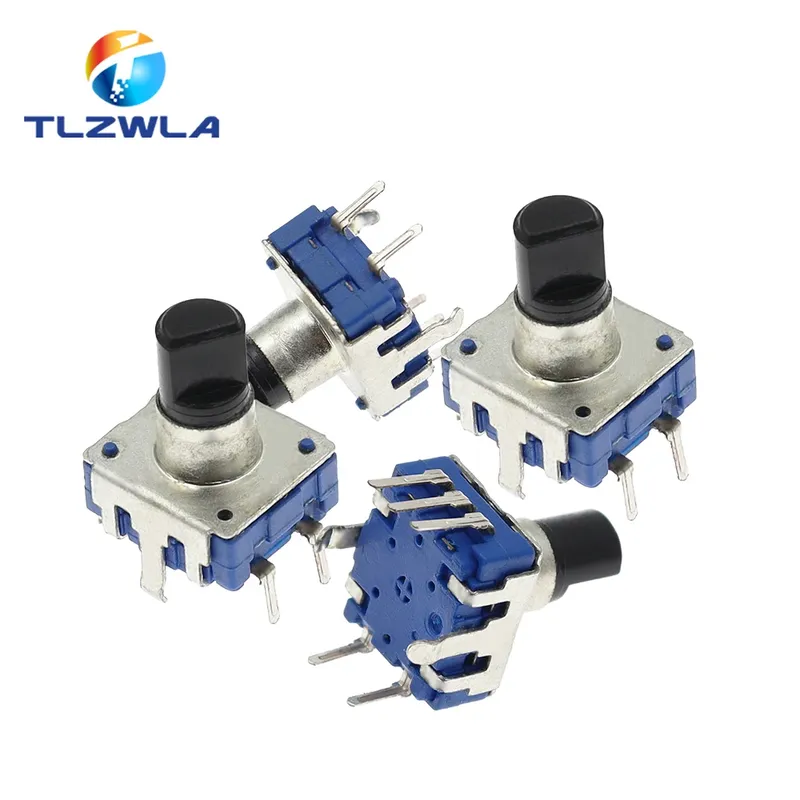 5PCS 360 Grad Drehgeber EC12 RE12 Audio Encoder Codierung 5Pin 24 Position Mit Push Button Schalter Griff Länge 12,5 MM