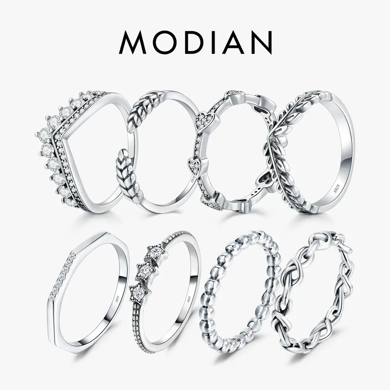 Modian Silber Gold Rose glänzende Ringe für Damen, modisch, 100 % 925er Sterlingsilber, stapelbarer Fingerring, Hochzeit, Statement-Schmuck