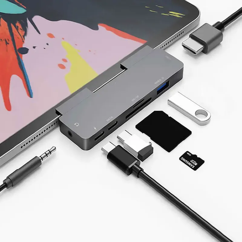 OUTMIX USB C Hub zu 4K HDMI-kompatiblen Adapter mit USB-C PD USB3.0 3,5mm Jack Port USB Typ C Dock für iPad Pro Macbook Pro/Air