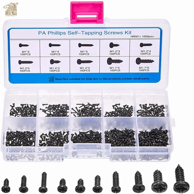 500/1000 teile/satz M1 M1,2 M1,4 M1,7 Mix Pa Phillips Kopf Micro Schrauben Runde Kopf Selbstschneidende Elektronische kleine Holz Schrauben Kit