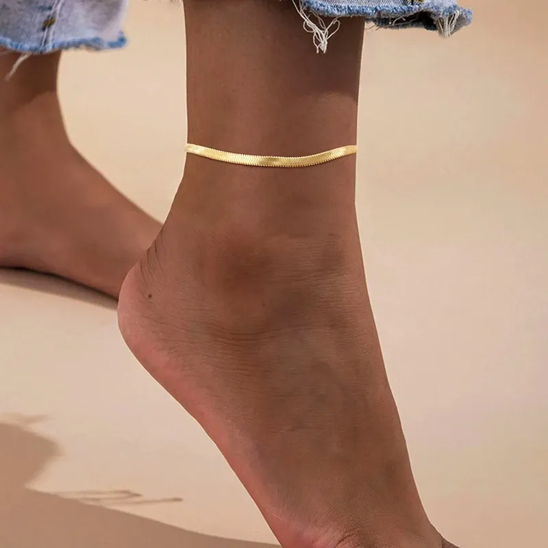 Schlangenkette Fußkettchen für Damen und Mädchen, verstellbar, Sommer-Strandkette, Fußkettchen, Armband, Muttertagsgeschenke, Edelstahl, nicht allergisch