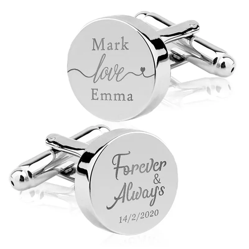 Personalisierte gravierte Initial-Manschettenknöpfe für Hochzeit, Geburtstag, Trauzeugen, Geschenk, Edelstahl-Manschettenknöpfe, Statement-Schmuck