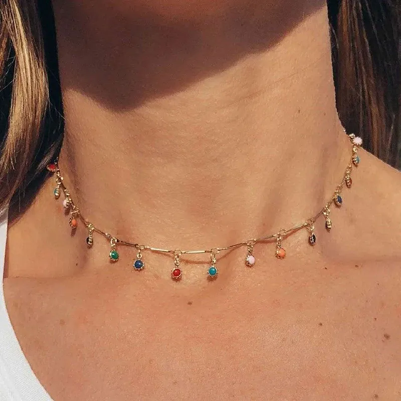 Mode Einfache Candy Farbe Quaste Halskette für Frauen Ästhetischen Alle-spiel Anhänger Schmuck Halsband Hals Zubehör Geschenk Kette
