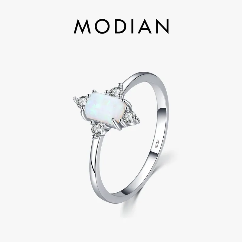 Modian Echter 925er Sterlingsilber-Ring für Frauen, glänzende Krone, Opal-Fingerring, klassischer Luxus-Hochzeits-Statement-Schmuck, Anel