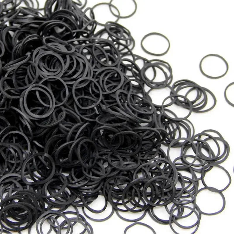 Mini-Gummibänder, schwarze elastische Haarbänder, weiche Haargummis, Krawattenbänder für Bürobedarf, Schule, Zuhause, 0,6 x 0,9 cm