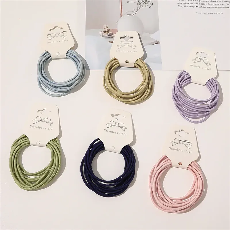 10PCS Frauen Mädchen Einfache Grund Elastische Haar Bands Krawatten Scrunchie Pferdeschwanz-halter Gummibänder Mode Stirnband Haar Zubehör