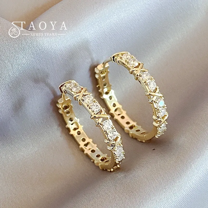Koreanische Mode Einfache Zirkon X Metall Creolen Für Frau 2025, Neo Gothic Mädchen Luxus Schmuck Hochzeit Party Set Zubehör
