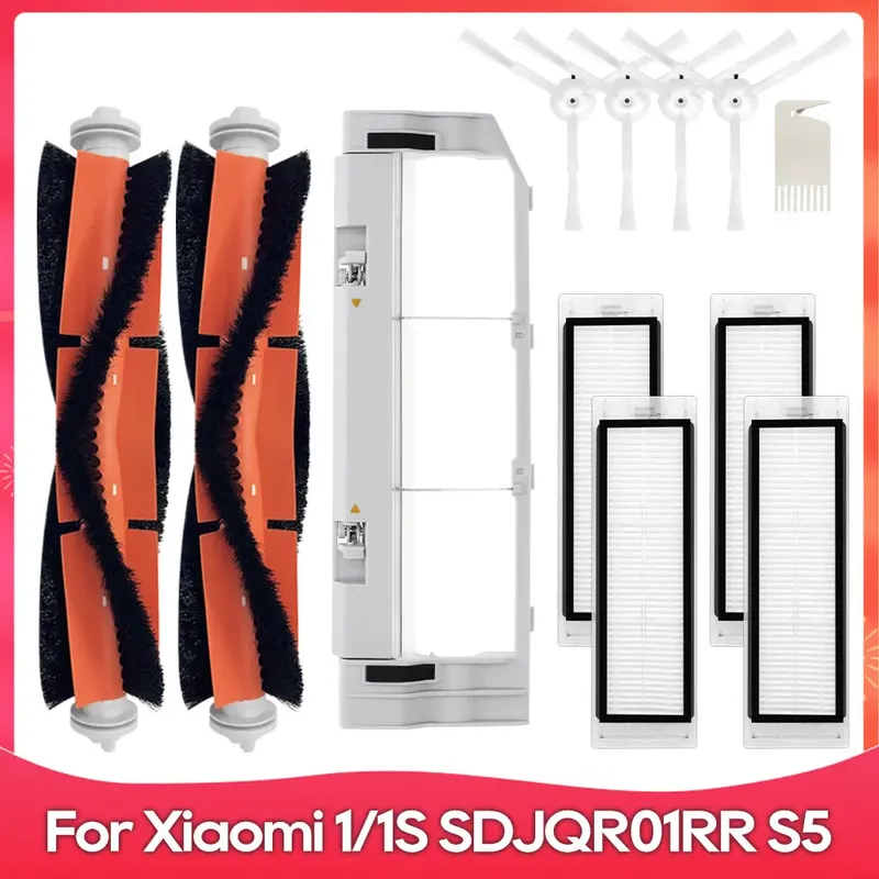 Bürste und Filter kompatibel mit Xiaomi Mi Robot 1 / 1S SDJQR01RR SDJQR02RR SDJQR03RR, Roborock E3 / S4 / S4 Max / S5, Zubehör für Saugroboter