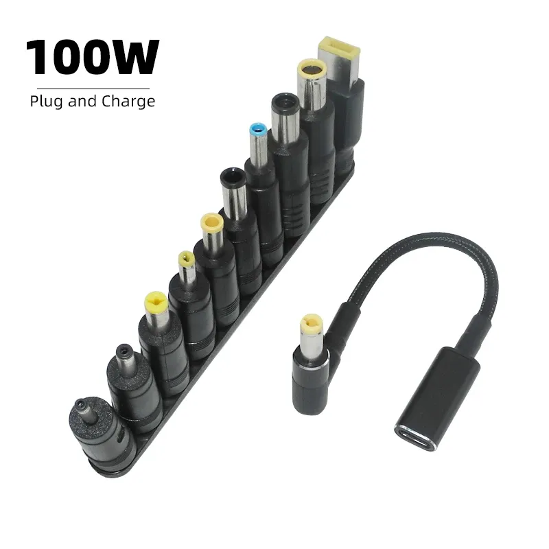 100 W Typ C auf Universal Notebook Adapter Connecter DC Jack USB C Laptop Ladekabel Kabel Laptop Ladegerät 10 Stück Stecker