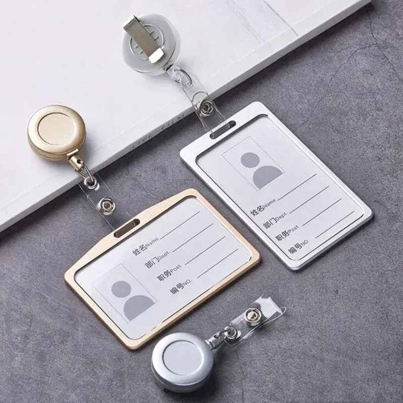 1 Stück Kartenetui aus Aluminiumlegierung für Bank, Business, Arbeit, Kartenhalter mit einziehbarem ABS-Ausweis, für Kreditkarten, Ausweis, Ausweistasche