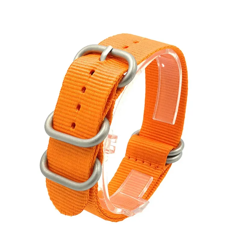 Nylon-Nato-Uhrenarmband, Edelstahl, 5 Ringe, Schnalle, gewebter Stoff, 18 mm, 20 mm, 22 mm, 24 mm